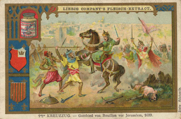 First Crusade, Gottfried of Bouillon before Jerusalem, 1099 / Bilderserie Erster Kreuzzug, Gottfried von Bouillon vor Je