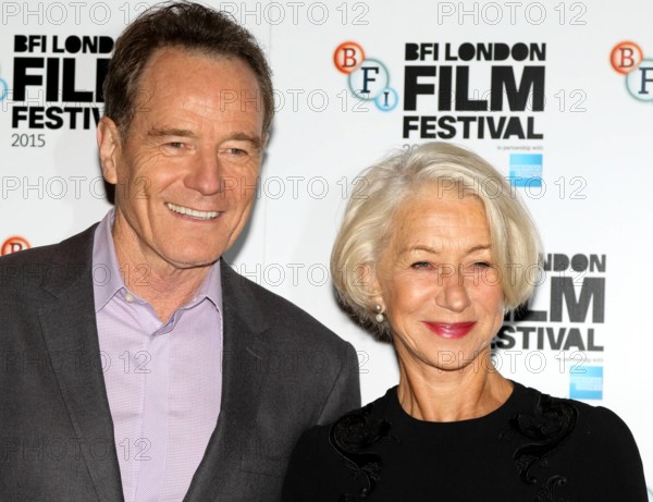 LFF Trumbo London UK 081015 Bryan Cranston and Helen Mirren at a Photocall for Trumbo during the