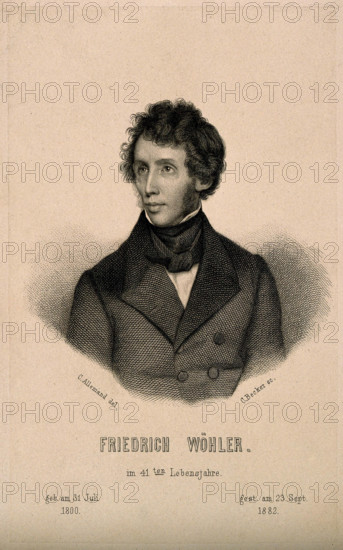 Friedrich Wöhler. Engraving by C. Becker after C. L Allemand. Copyright: xpiemagsx wellcollpie29102021-46271 !ACHTUNG AU