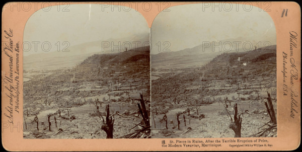 RECORD DATE NOT STATED St. Pierre in ruins, after the terrible eruption of Pelee, the modern Vesuvius, Martinique , Disasters, Volcanic eruptions, Pel e, Mount Martinique, Eruption, 1902 Copyright: xpiemagsx digcompie09122022-120563 ACHTUNG AUFNAHMEDATUM GESCHÄTZT