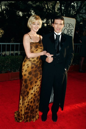Melanie Griffith and Husband Antonio Banderas at the 1997 Golden Globe Awards Los Angeles CA USA PUB