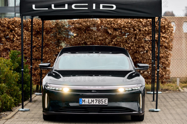 Neusäß, Bavaria, Germany - March 15, 2025: Open day with test drive at 1KOMMA5° (1KOMMA5 GRAD) Augsburg with Lucid Moto