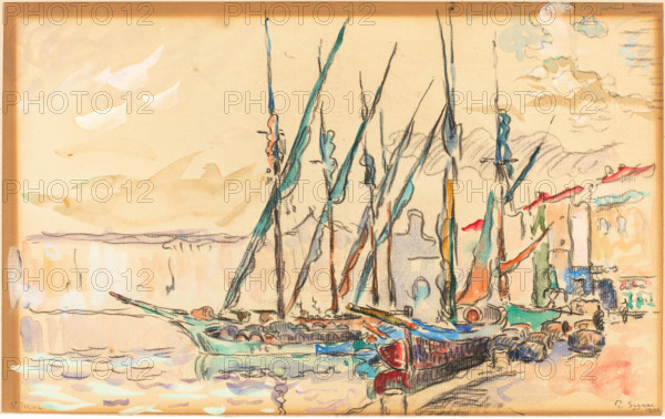 Paul Signac, St Tropez, 1906 Paul Signac (French, 1863 - 1935), St Tropez, 1906, watercolor and gouache over black chalk