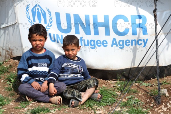 Syrische Bürgerkriegsflüchtlinge in einem von der UN betreuten Flüchtlingscamp nahe der Stadt Arbat im Nordirak (Kurdis