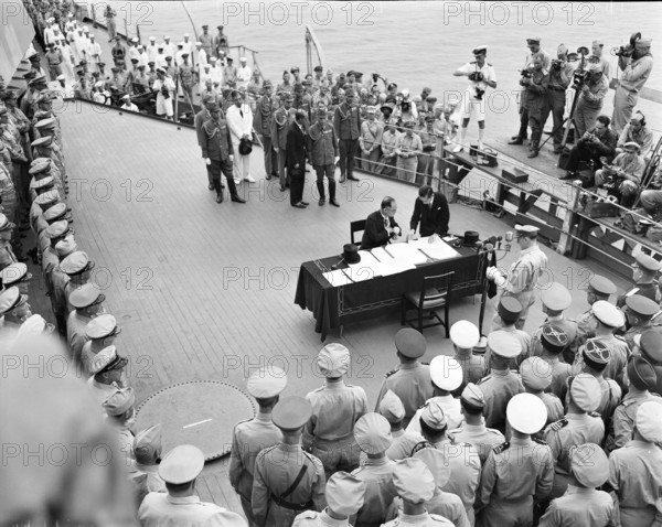 RECORD DATE NOT STATED Surrender Ceremony aboard USS Missouri in Tokyo Bay, JapanThis historic surrender ceremony aboard