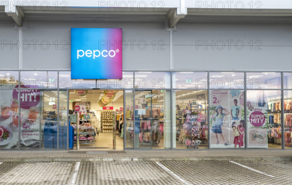 Zvolen, Slovakia - May, 4, 2024 : Pepco shop entrance. Brand logo. European chain of discount stores. Zvolen, Slovakia -