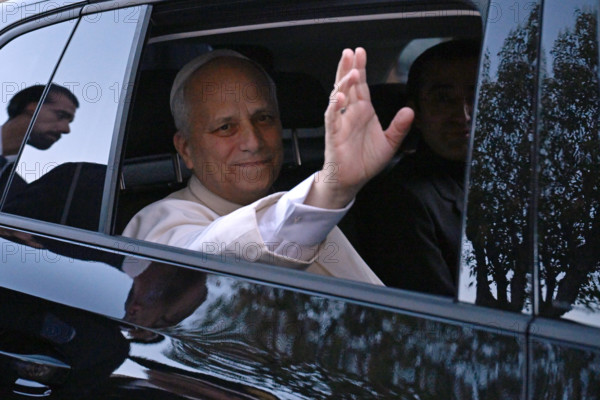 ITALY - POPE LEO XIV LEO XVI LEAVES HIS SUMMER RESIDENCE OF CASTEL GANDOLFO TO RETURN TO THE VATICAN AFTER A PERIO OF VACANTIONS AND COMMITMENTS - 2025/7/22