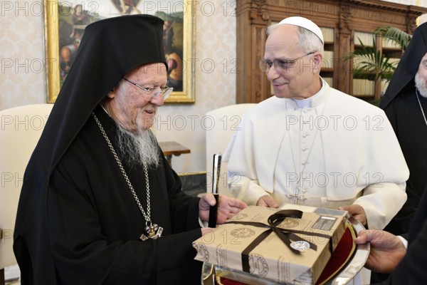 ITALY - REL - - POPE LEO XIV RECEIVES IN PRIVATE AUDIENCE HIS HOLINESS BARTHOLOMEW I 30-05-2025