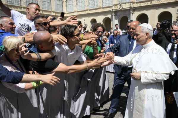 ITALY - POPE LEO XIV LEADS AN AUDIENCE ON THE INETRENATIONAL DAY AGAINST DRUG ABUSE AND ILLICIT TRAFFICKING IN SAN DAMASO COURTYARD IN THE VATICAN - 2025/6/26