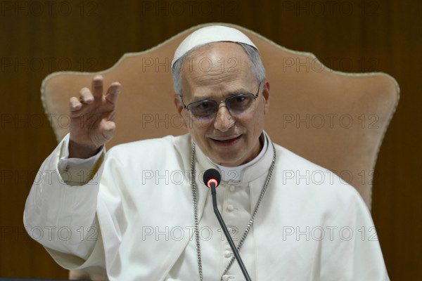 ITALY - POPE  LEO XIV DURING A MEETING WITH CARDINALS  IN THE  VATICAN - 2025/5/10