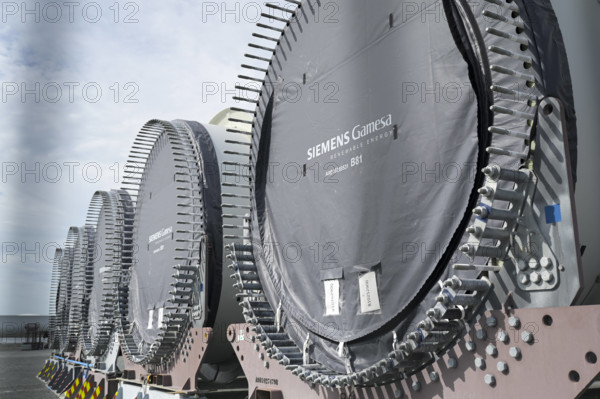 France, offshore wind power FRANCE, Le Havre port, Siemens Gamesa renewable energy SGRE production site for wind turbine