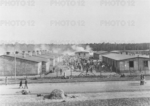 The Liberation of Bergen-belsen Concentration Camp, April 1945 A general view of the camp from outside the perimeter fen
