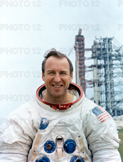 S70-34268 (April 1970) --- Astronaut James A. Lovell Jr., commander of the Apollo 13 lunar landing mission, pauses for a