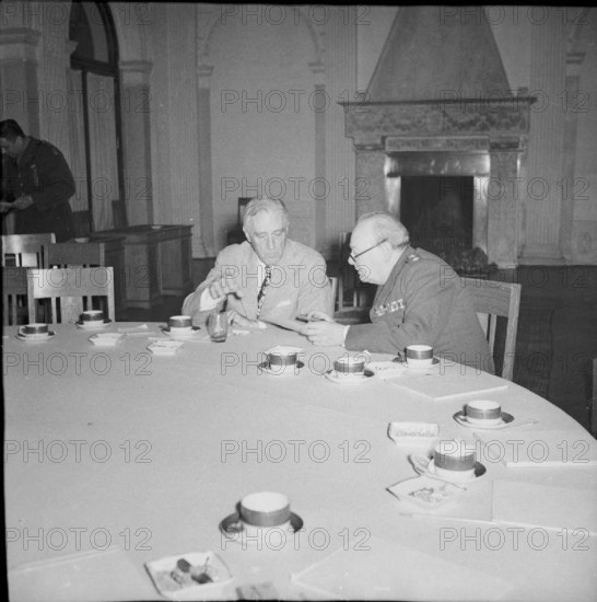 The Yalta Conference, February 1945 President Roosevelt and Winston Churchill are deep in discussion as they sit at the