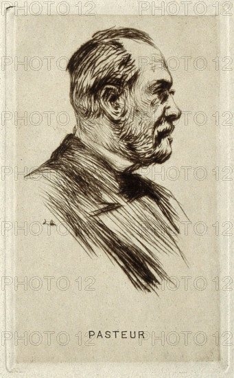 Louis Pasteur. Reproduction of etching by R. Kastor. Copyright: xpiemagsx