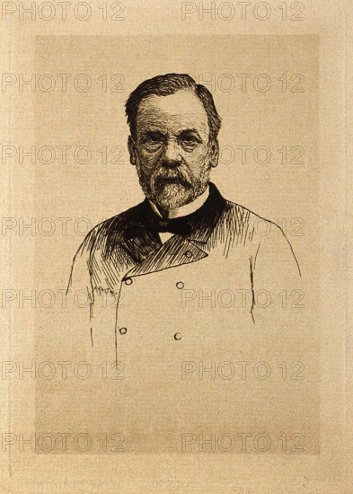 Louis Pasteur. Reproduction of etching by L. Orr? . Copyright: xpiemagsx