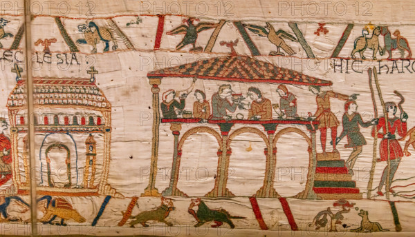 Bayeux cathedral mural decors, normandy, France BAYEUX, FRANCE, MAY 14, 2024 : mural decors of Bayeux, cathedral, norman
