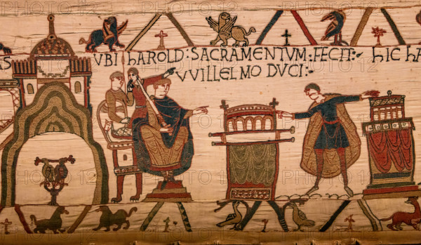 Bayeux cathedral mural decors, normandy, France BAYEUX, FRANCE, MAY 14, 2024 : mural decors of Bayeux, cathedral, norman