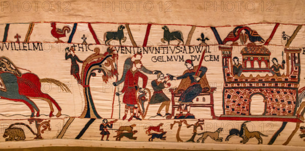Bayeux cathedral mural decors, normandy, France BAYEUX, FRANCE, MAY 14, 2024 : mural decors of Bayeux, cathedral, norman