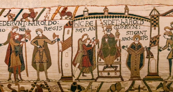 Bayeux cathedral mural decors, normandy, France BAYEUX, FRANCE, MAY 14, 2024 : mural decors of Bayeux, cathedral, norman