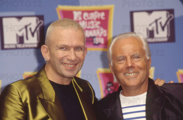 Jean-Paul Gaultier and Giorgio Armani at MTV EMAs, Milan-November 1998. Copyright: x FAMOUSx 04409465