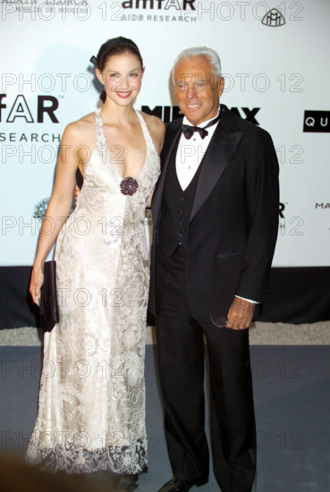Ashley Judd and Giorgio Armani at the AMFAR Aids Benefit Auction and Dinner during the Cannes Film Festival. Moulin Des