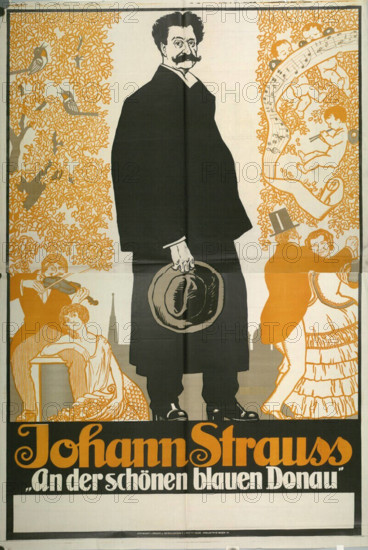 RECORD DATE NOT STATED  Moriz Jung Johann Strauss On the beautiful blue Danube . Color around 1910 Copyright: xpiemagsx