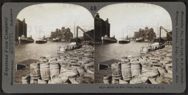 Mouth of Erie Canal, Buffalo, N. Y., U. S. A.. 1850 - 1930. still image. Stereographs, Photographs. The Miriam and Ira D