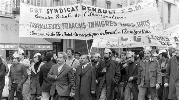 Demonstration in front of Renault factory in Boulogne-Billancourt, 1973