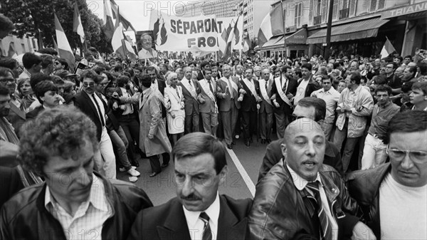 Demonstration of the Front National against the Savary Law project, Paris, 1984