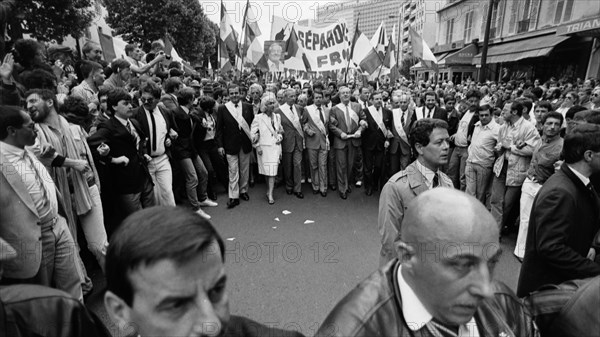 Demonstration of the Front National against the Savary Law project, Paris, 1984