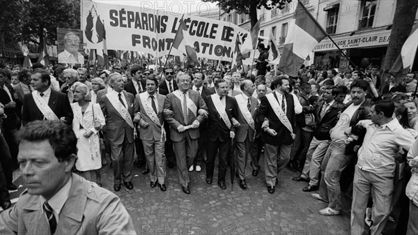 Demonstration of the Front National against the Savary Law project, Paris, 1984