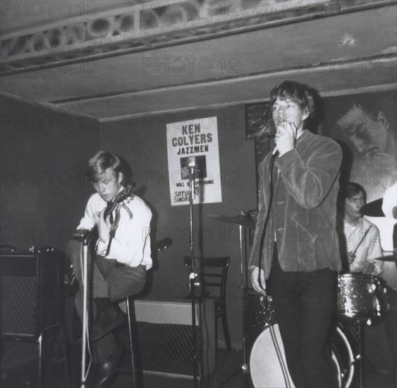 The Rolling Stones performing in a Jazz Club in Chelsea, London (1962)