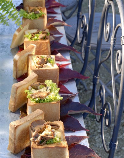 Meal on a forest theme: chanterelle croustade with saffron and Parmesan cheese