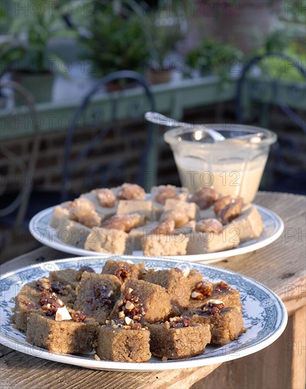 Meal on a forest theme: Sweet chestnut squares with nuts