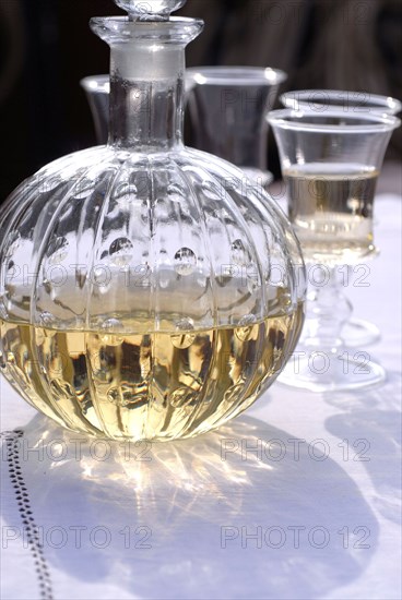 Yachting menu: carafe with white wine