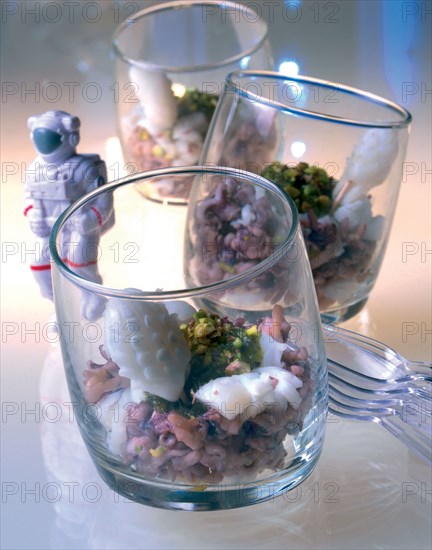 Totally Space theme dinner: squid salad with pistacchio vinaigrette