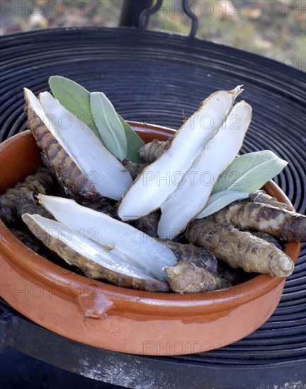 Typical French buffet: Jerusalem artichokes