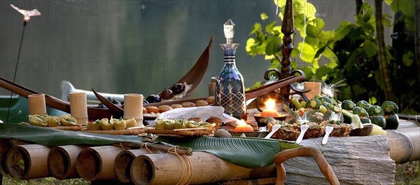 The Robinson Crusoe buffet: set up table for dinner