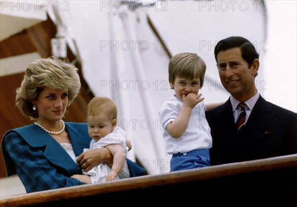 Prince Charles, princesse Diana, prince William et prince Harry