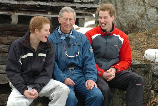 Prince Harry and Prince William seen here with their father Prince Charles at a photo call in Klosters Switzerland, March 2005. Prince Charles was over heard to say how he disliked these events and his dislike for the BBC royal correspondent Nicholas Witchal