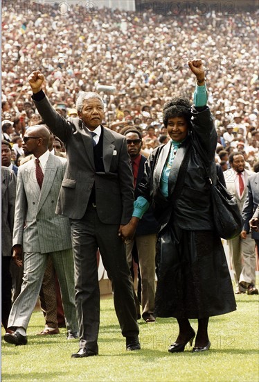 Nelson Mandela avec sa femme Winnie