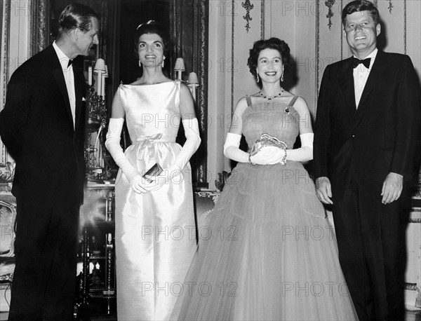Le prince Philip, Jackie Kennedy, la reine Elisabeth II et le président Kennedy, 1961