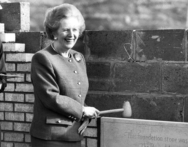 Margaret Thatcher at the foundation stone laying ceremony at St Peter's Basin, Newcastle Quayside
1984