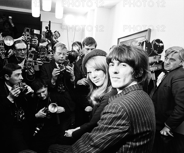 Press conference on following day after George Harrison wed Pattie Boyd in a small ceremony at Epsom Registry Office on the 21st January 1966.

After the press conference George & Patti flew to Barbados for their honeymoon.