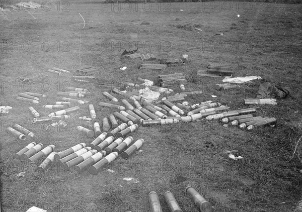 Abandoned German artillery shell close to the French town of Senlis,