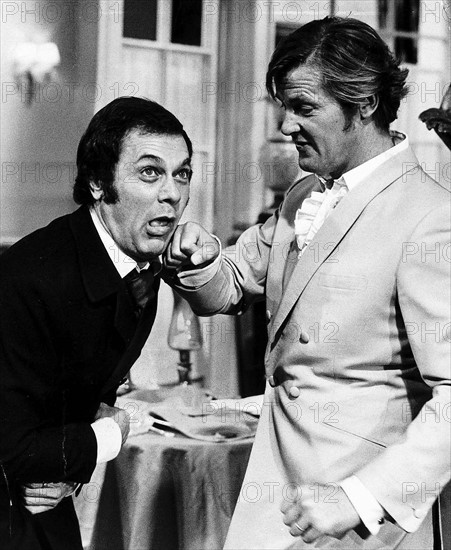 Tournage de la série "Amicalement Vôtre" avec Roger Moore et Tony Curtis