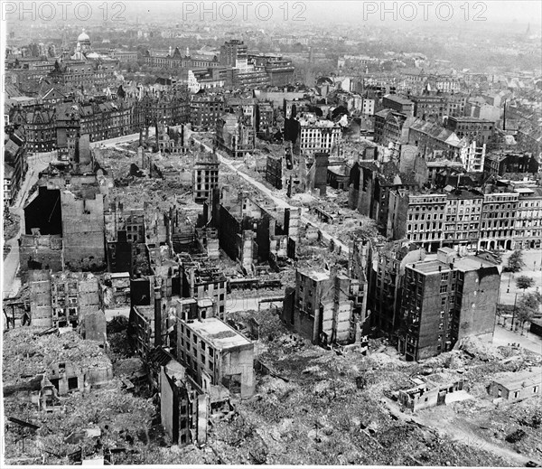 WW2 - May 1945 View of bomb damage to Hamburg, Germany.