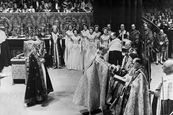 Queen Elizabeth II  Coronation at Westminster Abbey, London.  2nd June 1953.