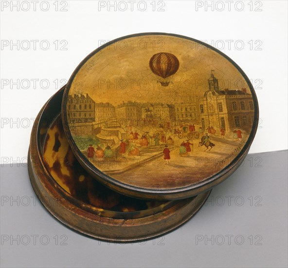 Box displaying the first balloon flight experiments, 1783